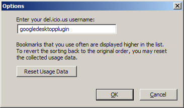 Screenshot of Options Dialog