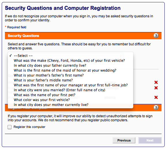 Security Questions