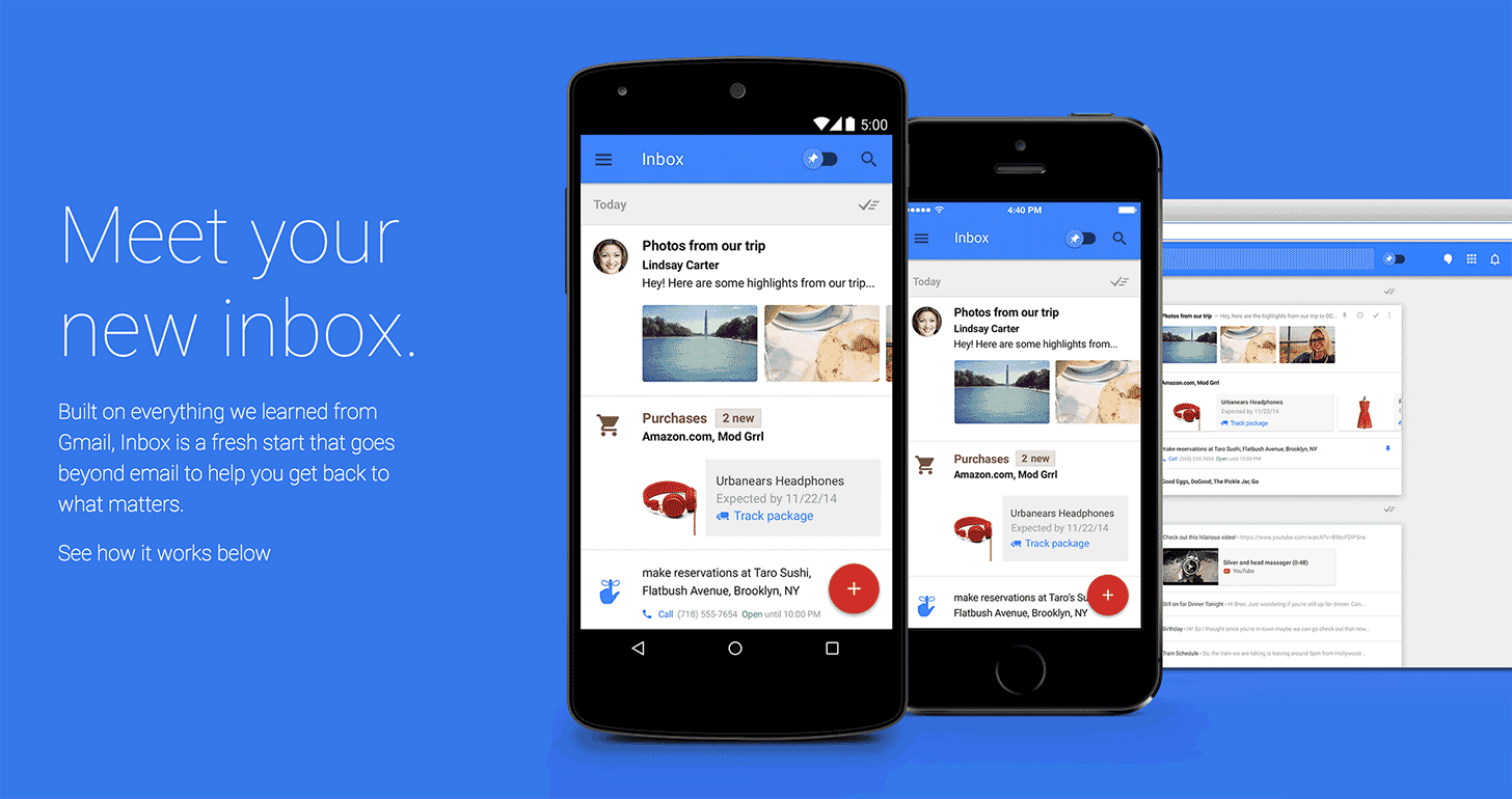 Screenshot of Google Inbox